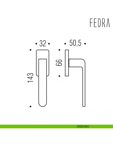 Maniglia per finestra martellina DK Fedra Colombo Design disegno