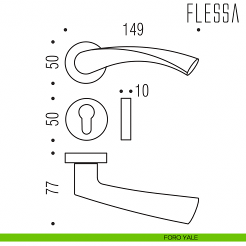 Maniglia per porta Flessa Colombo Design foro yale