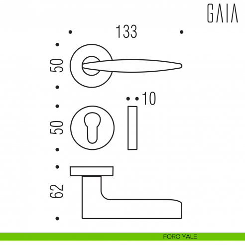 Maniglia per porta Gaia Colombo Design foro yale