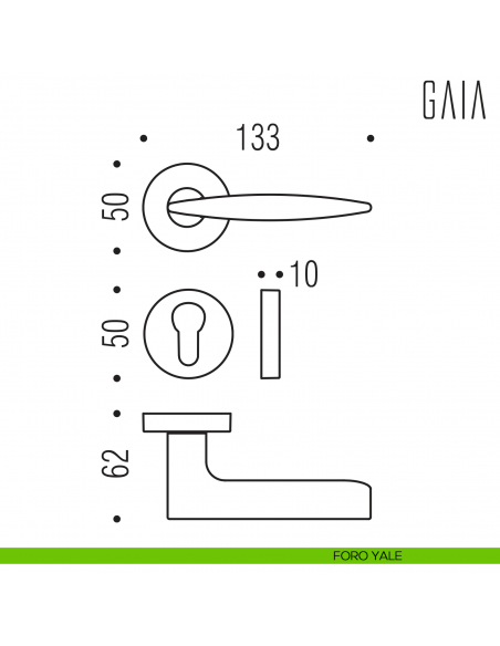 Maniglia per porta Gaia Colombo Design foro yale