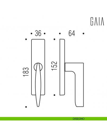 Maniglia per finestra cremonese Gaia Colombo Design disegno