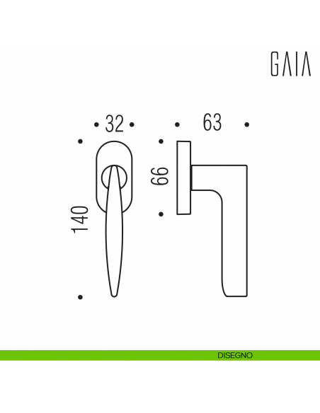 Maniglia per finestra martellina DK Gaia Colombo Design disegno
