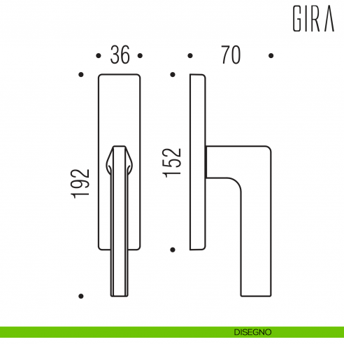Maniglia per finestra cremonese Gira Colombo Design disegno