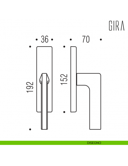 Maniglia per finestra cremonese Gira Colombo Design disegno