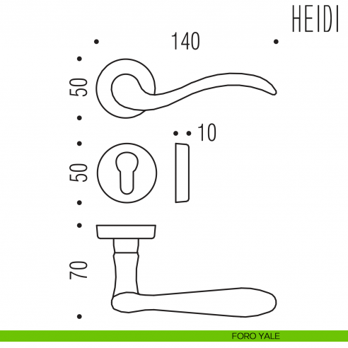 Maniglia per porta Heidi Colombo Design foro yale