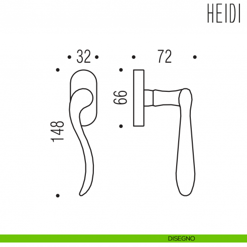 Maniglia per finestra martellina DK Heidi Colombo Design disegno