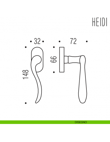 Maniglia per finestra martellina DK Heidi Colombo Design disegno