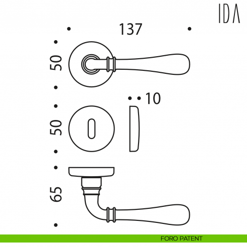 Maniglia per porta Ida Colombo Design foro patent