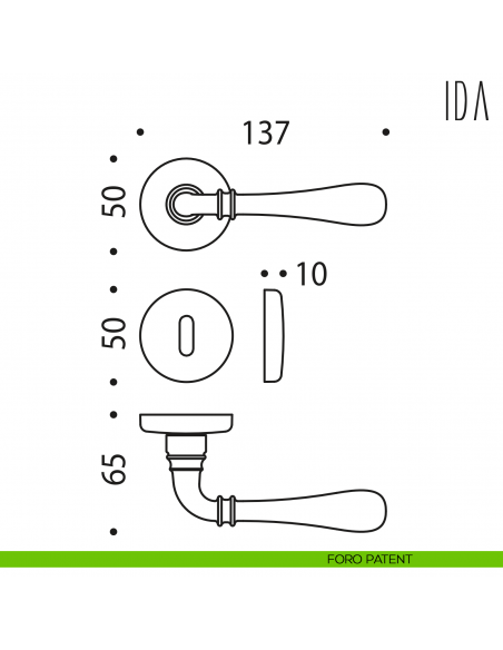 Maniglia per porta Ida Colombo Design foro patent