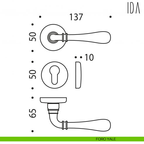 Maniglia per porta Ida Colombo Design foro yale