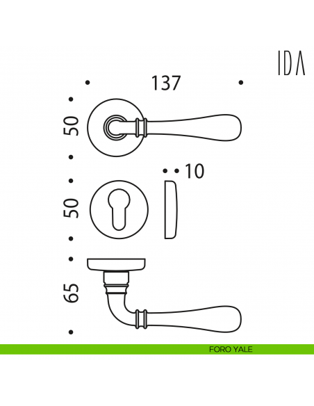 Maniglia per porta Ida Colombo Design foro yale