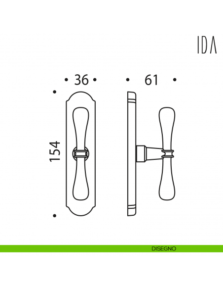 Maniglia per finestra cremonese Ida Colombo Design disegno