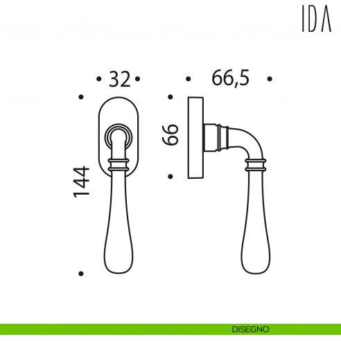 Maniglia per finestra martellina DK Ida Colombo Design disegno