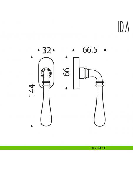 Maniglia per finestra martellina DK Ida Colombo Design disegno