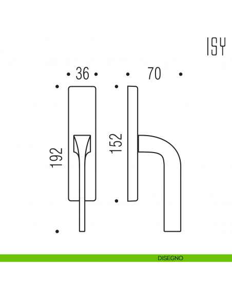 Maniglia per finestra cremonese Isy Colombo Design disegno