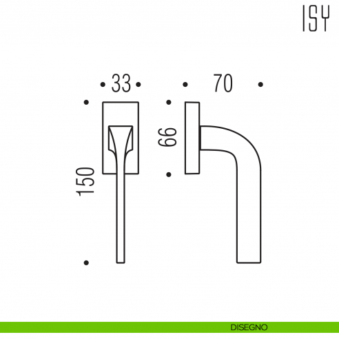 Maniglia per finestra martellina DK Isy Colombo Design disegno