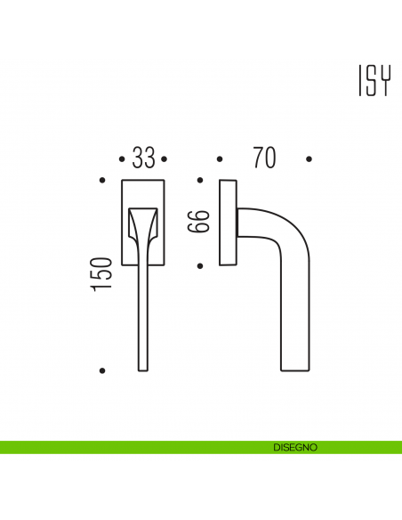 Maniglia per finestra martellina DK Isy Colombo Design disegno