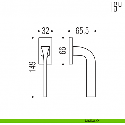 Maniglia per finestra martellina DK Isy Colombo Design bassa disegno