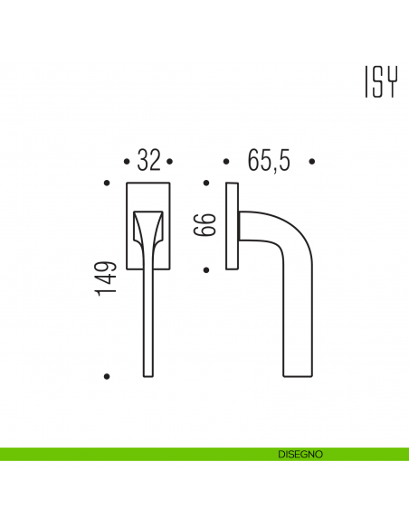 Maniglia per finestra martellina DK Isy Colombo Design bassa disegno