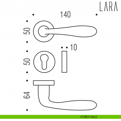 Maniglia per porta Lara Colombo Design foro yale