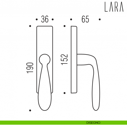 Maniglia per finestra cremonese Lara Colombo Design disegno