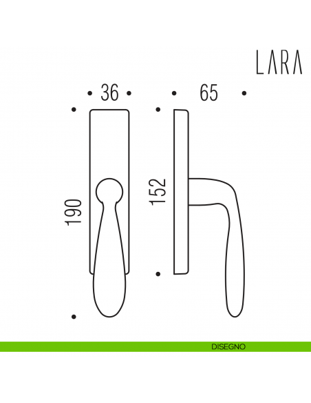 Maniglia per finestra cremonese Lara Colombo Design disegno