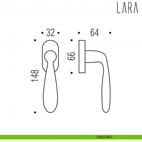 Maniglia per finestra martellina DK Lara Colombo Design disegno