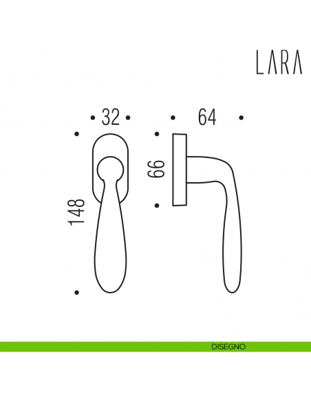 Maniglia per finestra martellina DK Lara Colombo Design disegno