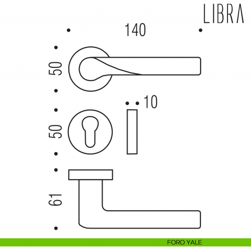 Maniglia per porta Libra Colombo Design foro yale