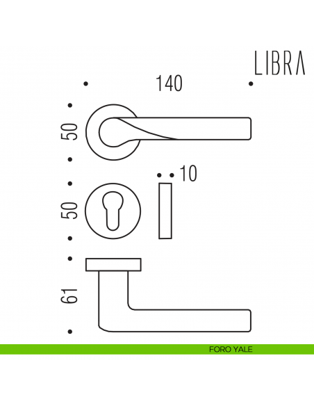 Maniglia per porta Libra Colombo Design foro yale