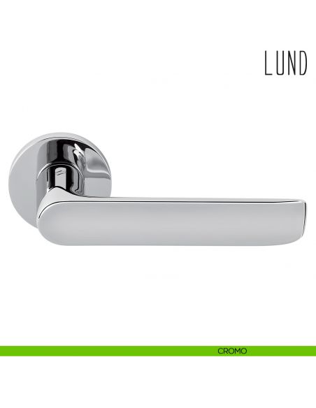 Maniglia per porta Lund Colombo Design con rosetta tonda bassa cromo