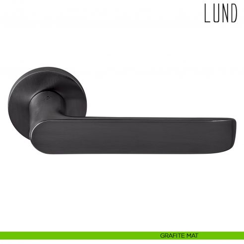 Maniglia per porta Lund Colombo Design con rosetta tonda bassa grafite mat