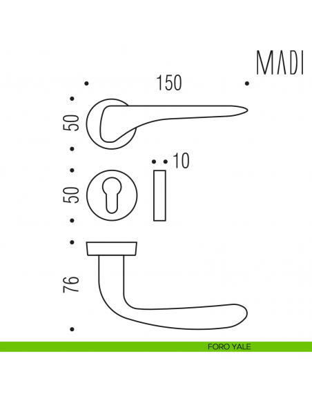 Maniglia per porta Madi Colombo Design foro yale