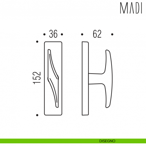 Maniglia per finestra cremonese Madi Colombo Design disegno