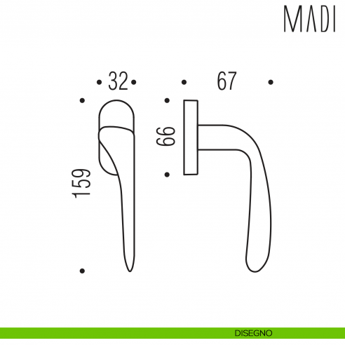 Maniglia per finestra martellina DK Madi Colombo Design disegno