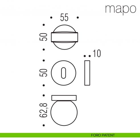 Pomolo per porta Mapo girevole Colombo Design foro patent