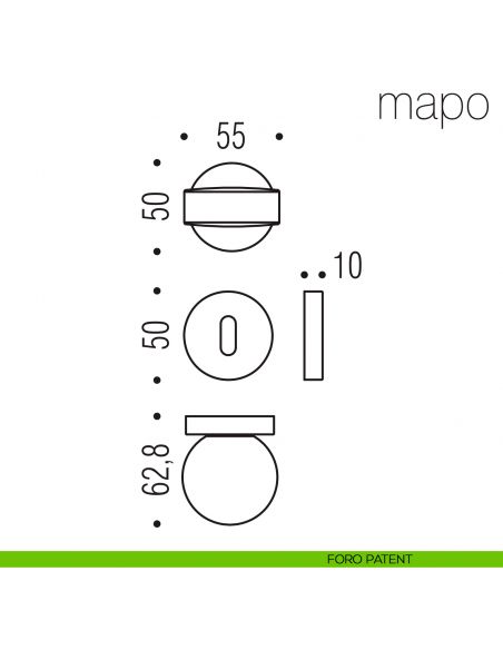 Pomolo per porta Mapo girevole Colombo Design foro patent