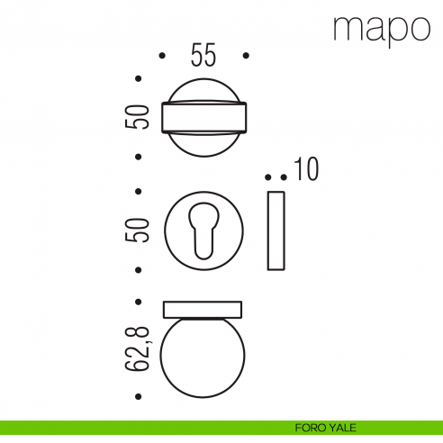 Pomolo per porta Mapo girevole Colombo Design foro yale