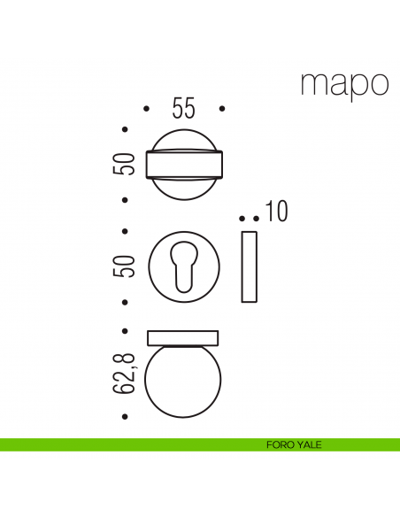 Pomolo per porta Mapo girevole Colombo Design foro yale
