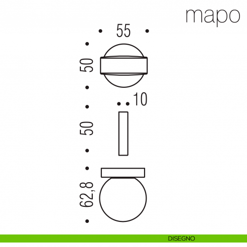 Pomolo per porta Mapo fisso Colombo Design disegno