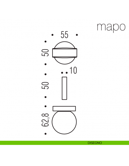 Pomolo per porta Mapo fisso Colombo Design disegno