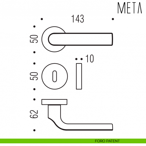 Maniglia per porta Meta Colombo Design foro patent