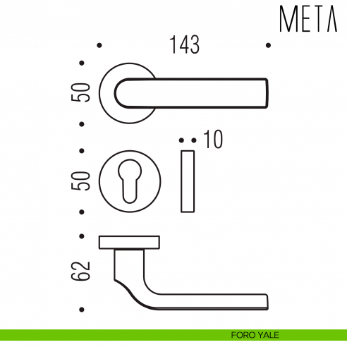 Maniglia per porta Meta Colombo Design foro yale