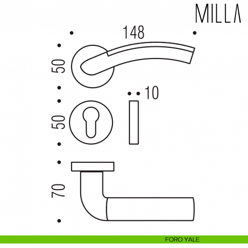 Maniglia per porta Milla Colombo Design foro yale