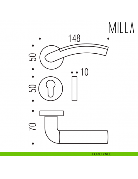 Maniglia per porta Milla Colombo Design foro yale
