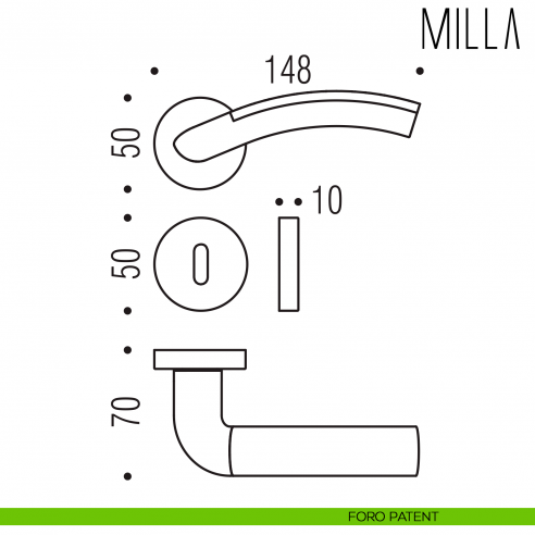 Maniglia per porta Milla Colombo Design foro patent