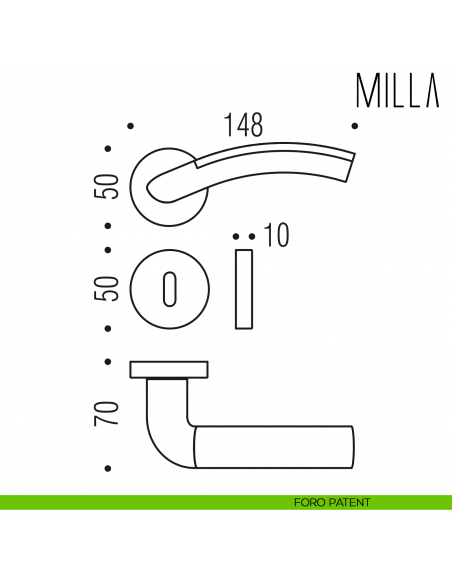 Maniglia per porta Milla Colombo Design foro patent