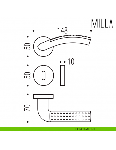 Maniglia per porta Milla Colombo Design foro patent