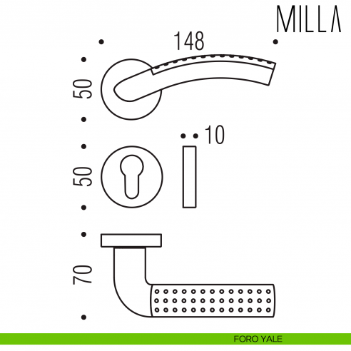 Maniglia per porta Milla Colombo Design foro yale