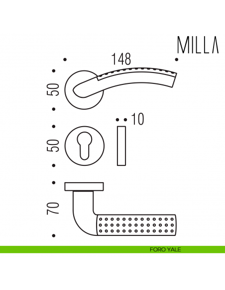 Maniglia per porta Milla Colombo Design foro yale